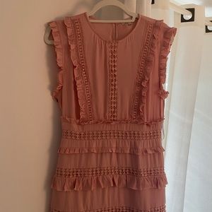 Blush dress. Ruffle and lace detail.